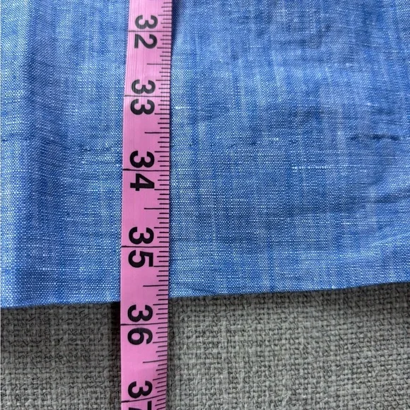 Talbots Linen Blend Embroidered Floral Blue Chambray Sleeveless Shift Dress 16P - Picture 6 of 9